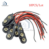 1/5/9/10pcs 9V Battery Clips 10cmBlack Red 2Wired Cable Connection Connector Buckle 9 Volt Battery Clip Connector Battery Holder