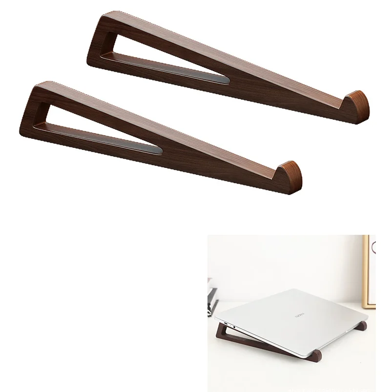 Portable Wooden Laptop Stand Cooling Ventilation Triangular Design For Office Desk Accessories Home