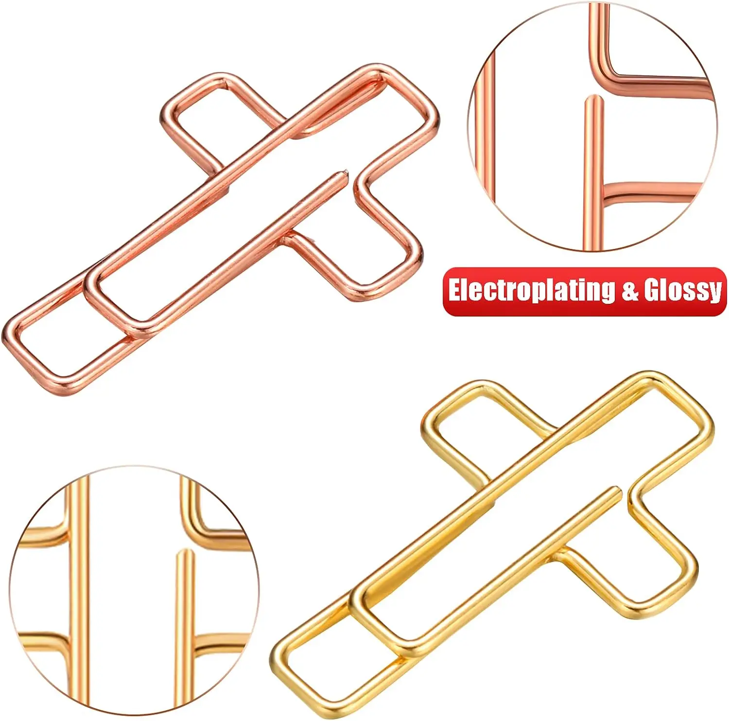 100 Pieces Cross Paper Clips Gold and Rose Gold Color sliver brown Paper Clips Journaling Paper Clips Bible Study