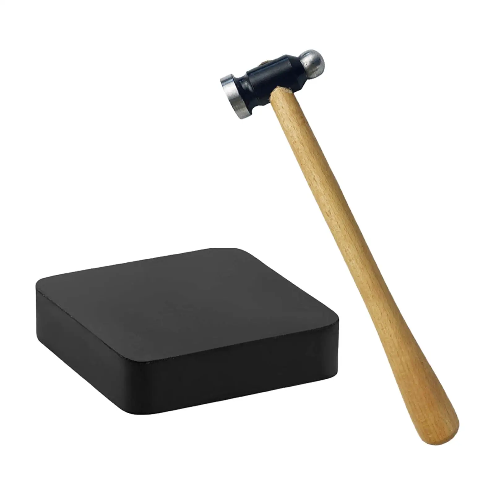 Steel Mallet with Rubber Bench Block for Hammering Metal Dapping Jewelry Making Crafts