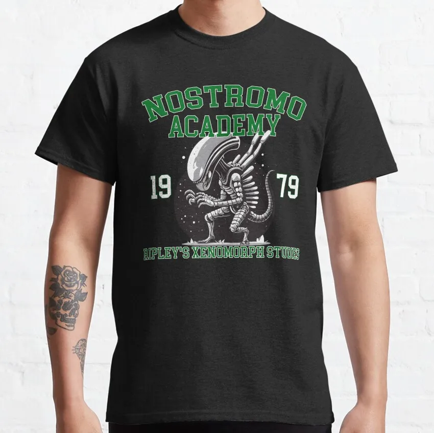 

Nostromo Academy - Ripley's xenomorph studies T shirt for man Retro Horror Sic fi Alien LV-426 Monster Predator Large size Tops