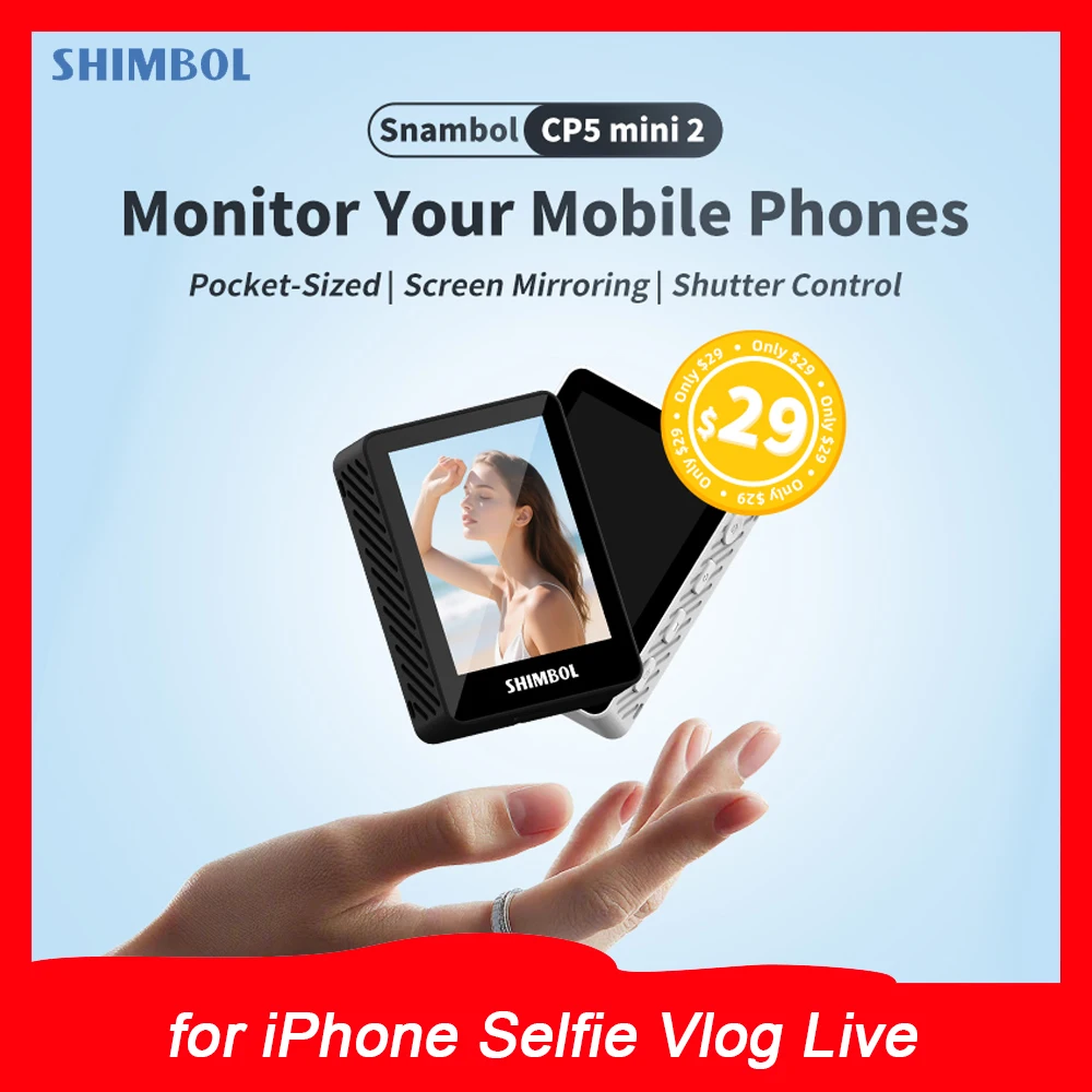 

Карманный экран задней камеры Shimbol CP5 Mini 2, HD-монитор для селфи для iPhone, Vlog/Live Stream