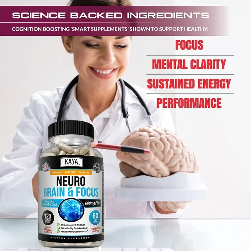 Nootropic Brain & Focus Supplement - Neurokines & B Vitamins - for Memory, Mental Focus, Cognitive Function & Learning Accuracy