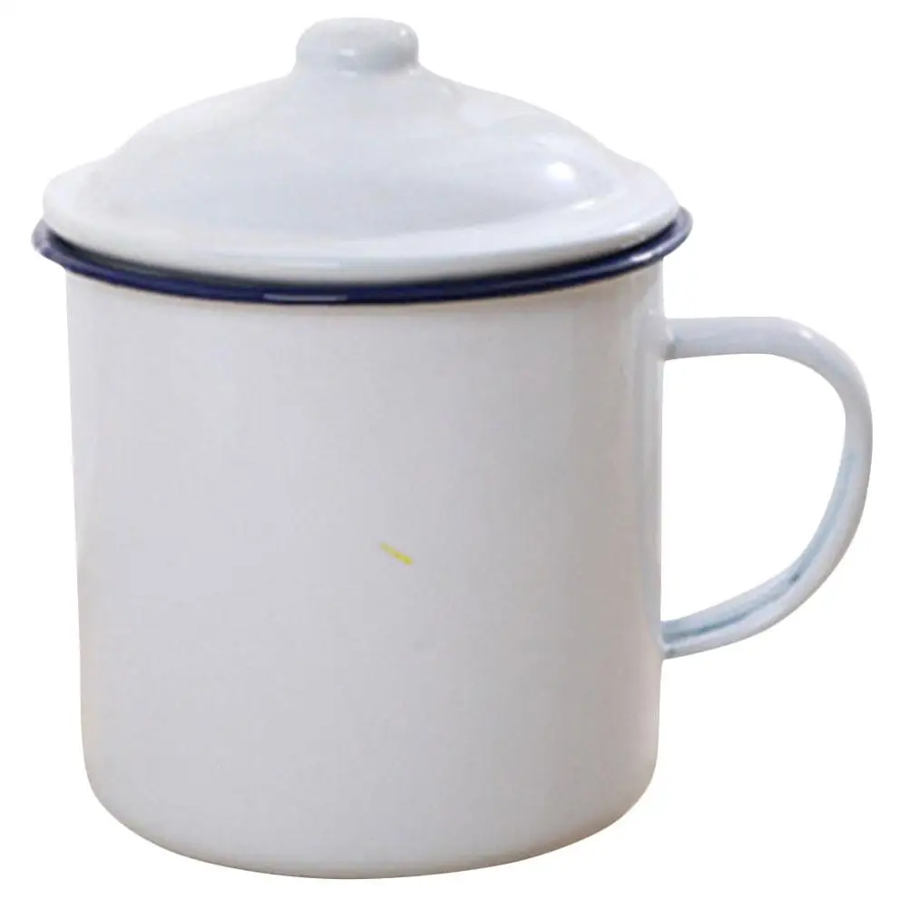 

Vintage Enamel Mug 9cm 450ml Camping Cup Smooth Enamel Lightweight Comfortable Compact Size Easy Clean Portable Glass