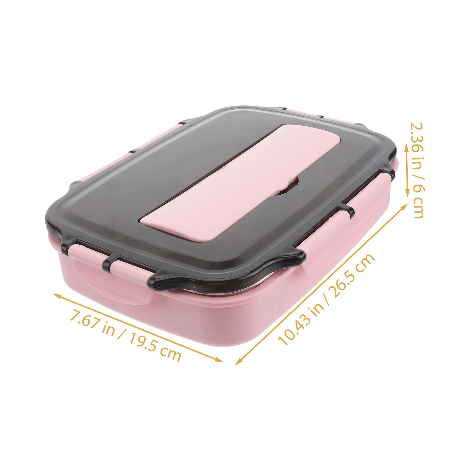 304 Stainless Steel Insulated Lunch Box 4 Grids Single Layer Rectangular Leak Proof Thermal Bento Container Transparent Pink