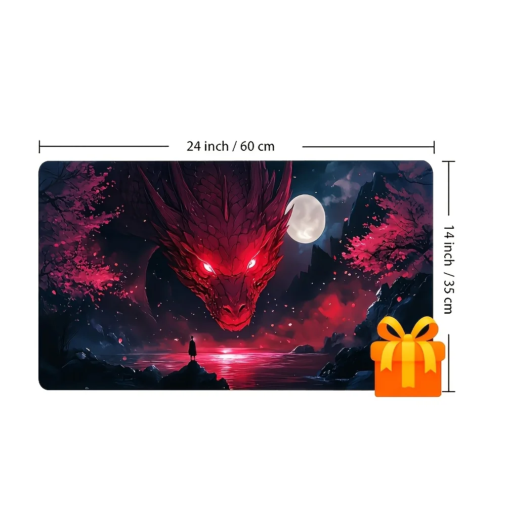 Anime Sakura Moon Dragon Game Mat, featuring interesting artistic patterns for trading card games. A must-have for trading card