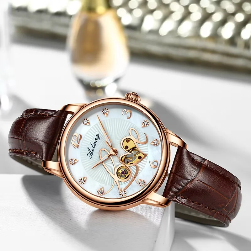 New Fashion Luxury Brand Skeleton Women Mechanical Watches Female Clock Automatic Self-Wind Wristwatches for Ladies Montre Femme
