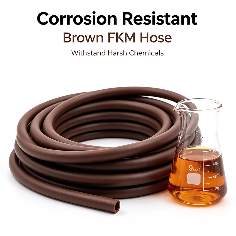 Brown FKM Fluororubber Soft Tube Corrosion Resistant Fuel Hose Petrol Diesel Oil Delivery Pipe ID 2/3/4/5/6/7/8/10/12/14mm