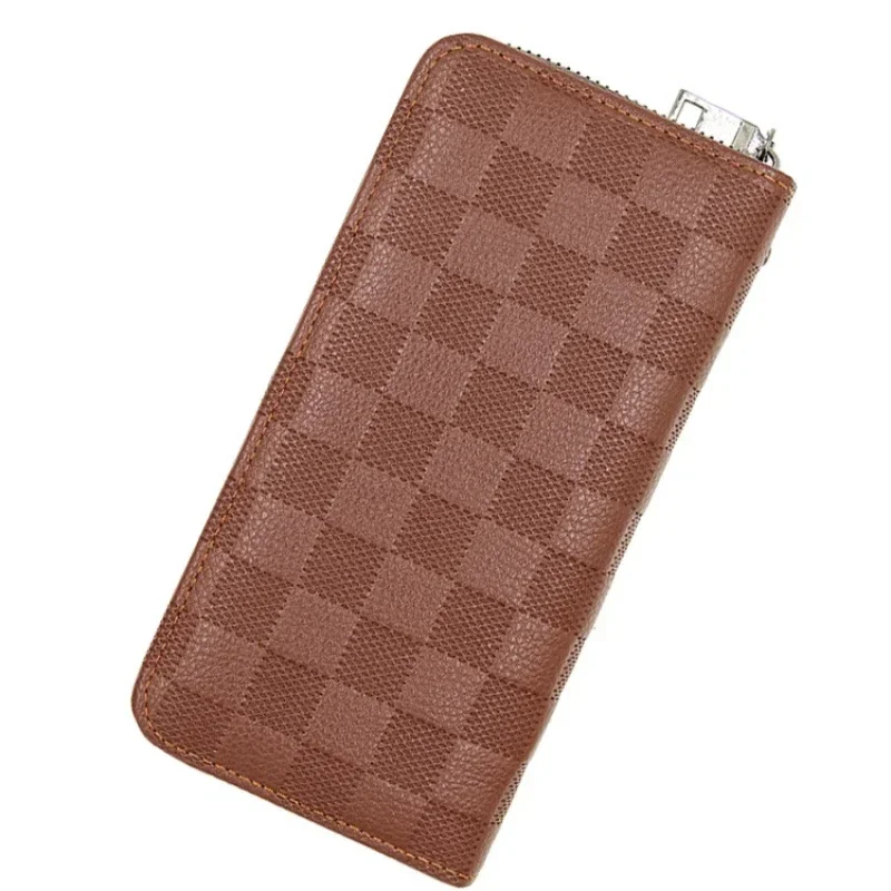 Business Men's Wallet Genuine Leather Clutch Purse Men Zipper Fashion Long Crocodile Pattern Cowhide Hand Bag Man Card Holder