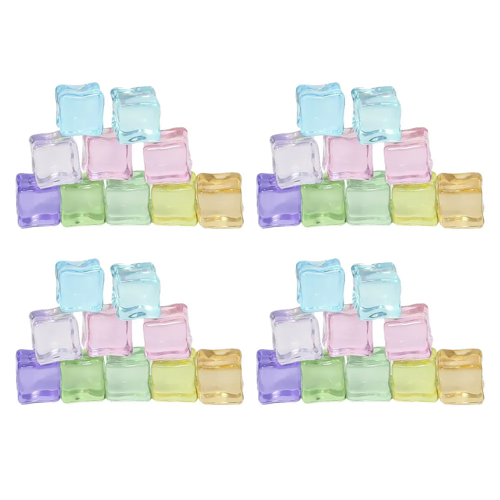 

40 Pcs Luminous Ice Cubes Cylindrical Decorations Resin Fake Balls Faux Props Simulation Clear Resin Cube