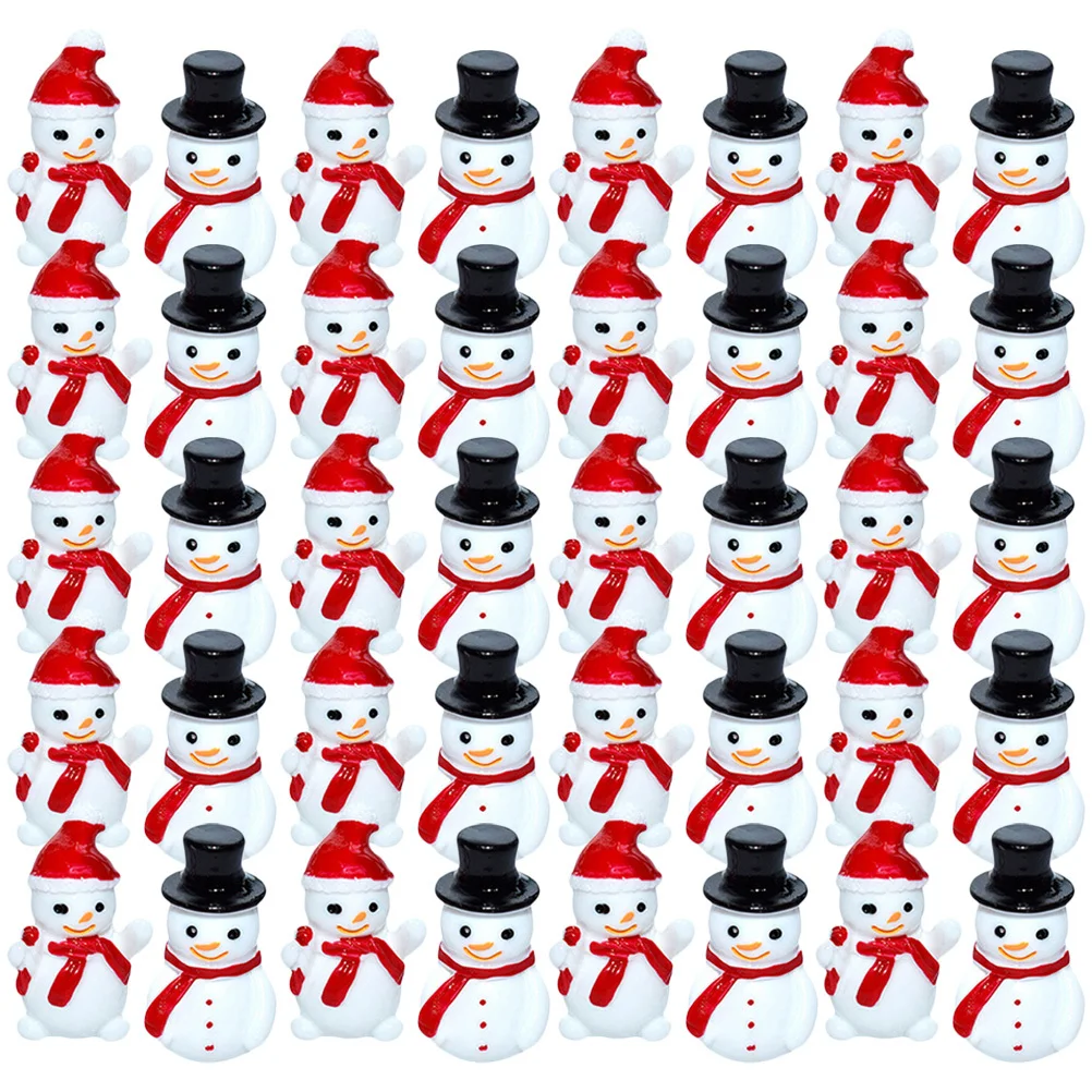 

40 Pcs Mini Snowman Resin Figurine Miniature Figurines Adorable Miniatures Three-dimensional Garden Ornaments Small