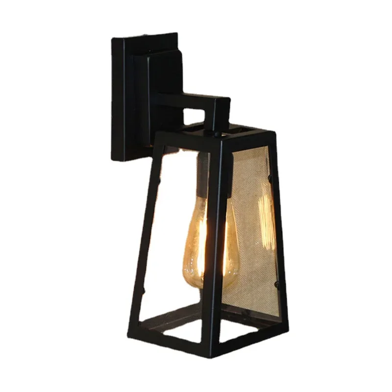 Antique Matte Black Lantern Outdoor Wall lamp Sconce AC 90-260v metal Vintage Industrial Loft Edison bulb Lighting fixtures