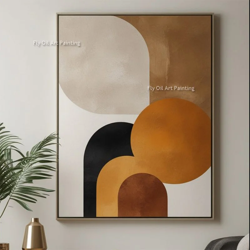 Hand Drawn Brown Beige Abstract Simple Canvas Artwork For Room Decor Popular Special Design Red Balck White Oil Painting As Gif