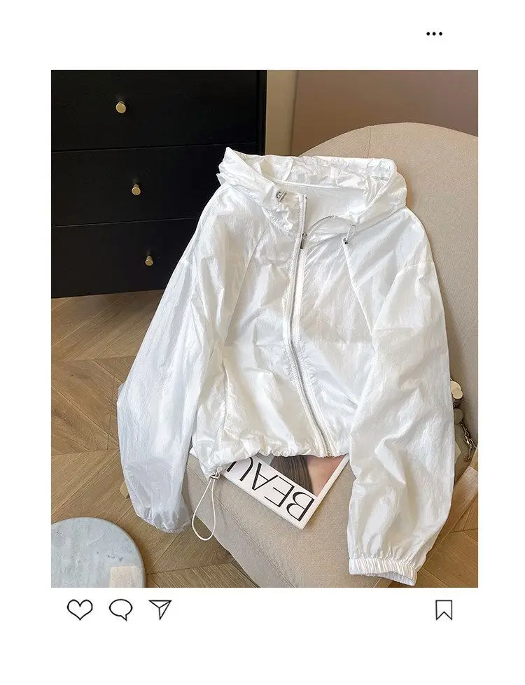 Women Solid Color Hooded Sun Protection Jacket Loose Breathable UV Protection Summer Coat S-4XL
