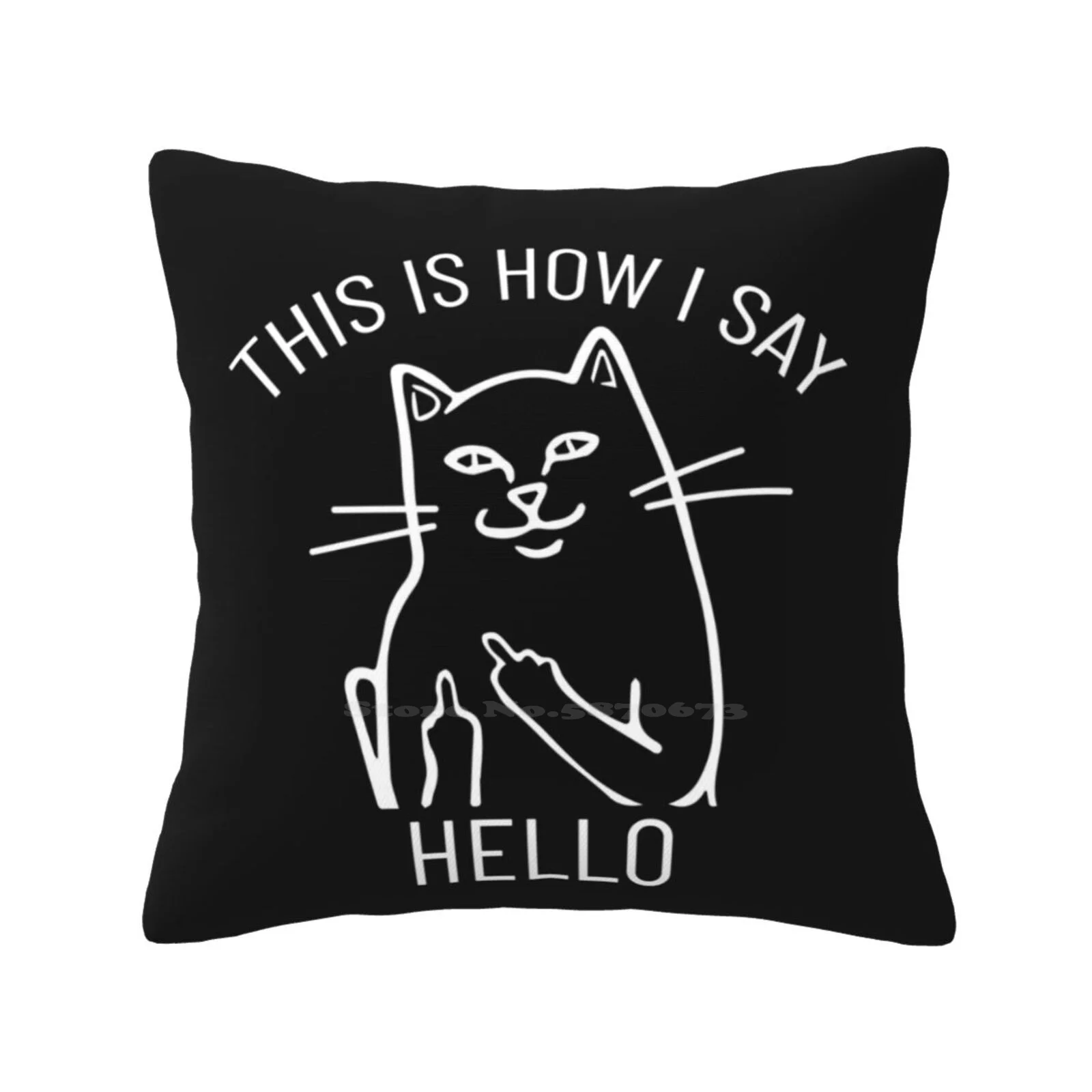 This Is How I Say Hello Home Sofa Car Cushion Cover Pillowcase Black Cats Pets Cartoon Animals Cartoon Cat Funny Black Cat Hang