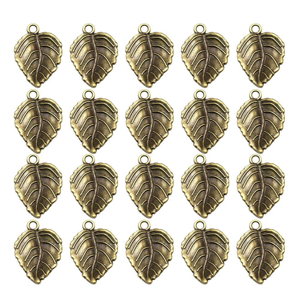 

20Pcs Elegant Leaf Shaped Pendants Alloy Stylish DIY Jewelry Making Components for Anklets Sweater Chains Bronze