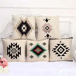 Home Living Room Decoration Linen/Cotton Pillowcover Pillow Cases Bohemian Aztec Geometric Pattern Cushion Cover