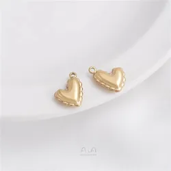Titanium Steel Vacuum Plated 14K Real Gold Peach Heart Series Pendant DIY Bracelet Earrings Necklace Charms Pendant K600
