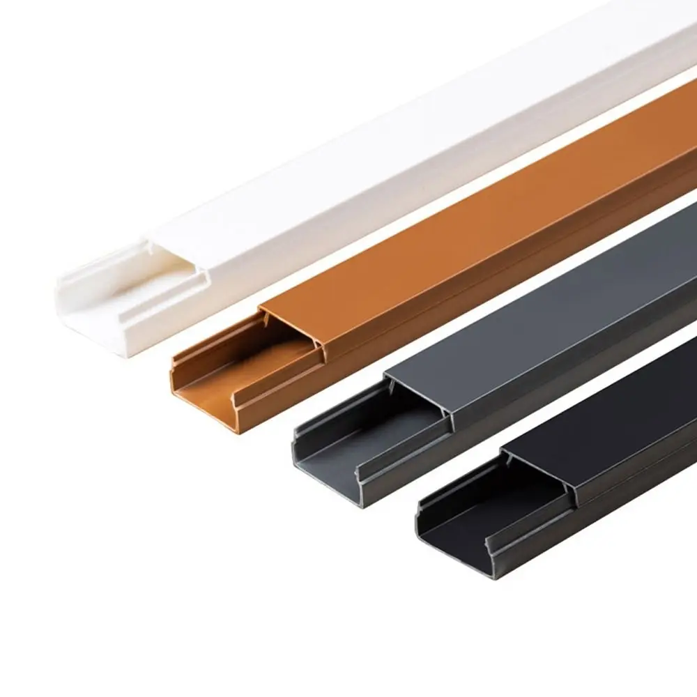 Saluran Kabel Persegi Panjang Berkualitas Tinggi 1m, Dapat Dicat, PVC, Perekat Sendiri, Slot Kabel Listrik untuk Rumah