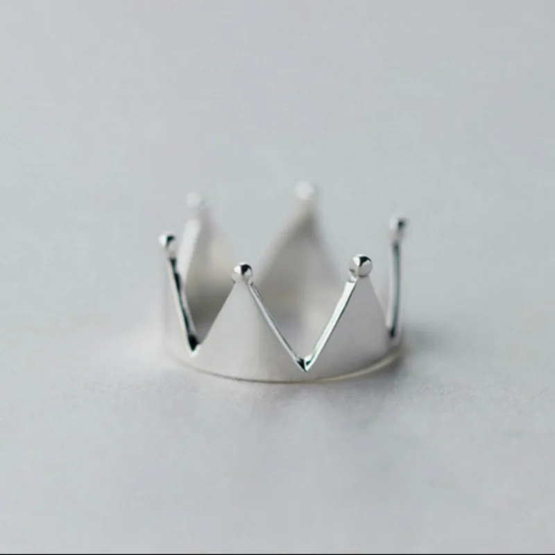 New Fashion Sweet Simple Crown 925 Sterling Silver Personality Temperament Geometric Exquisite Opening Rings R332