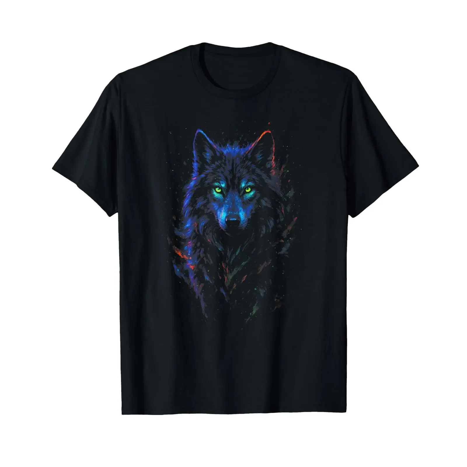 Wolf Colourful Abstract Art Wildlife Mystic Nature T Shirt vintage Washed Soft Comfortable graphic Versatile streetwear fashion