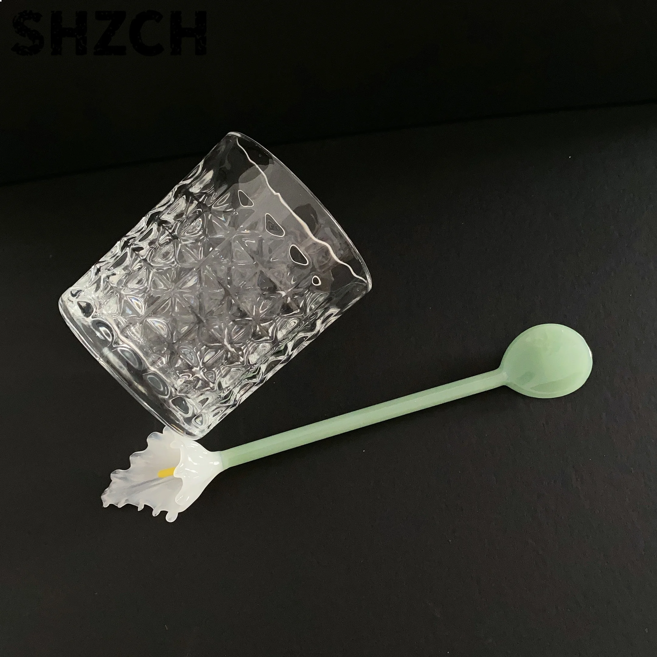 Colored Glass Spoon Long Handle Handmade Butterfly Teaspoon Dessert Coffee Mixing Tool
