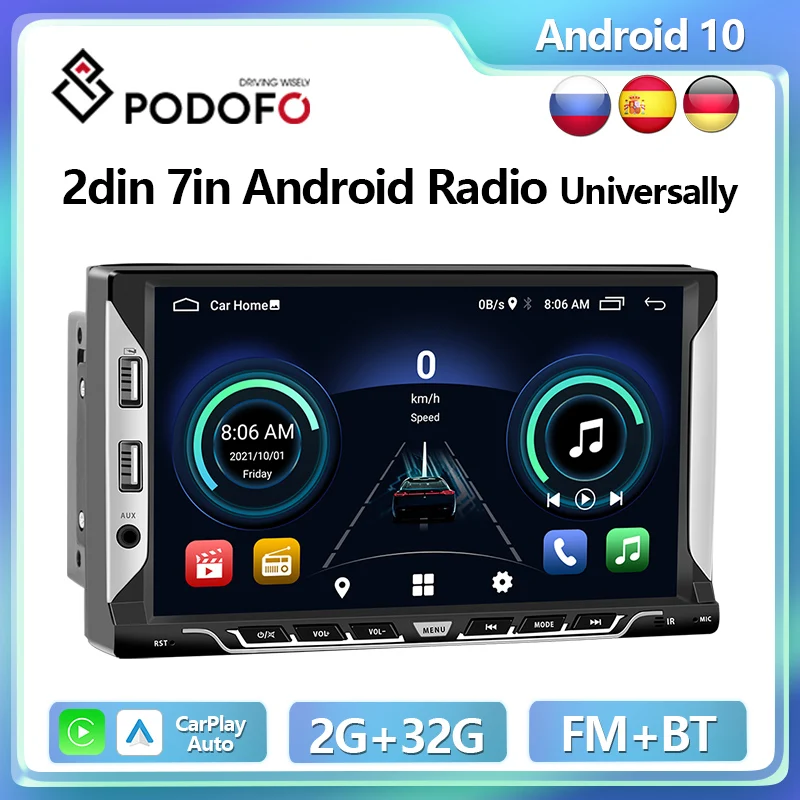 

Podofo 2din CarPlay Android Auto Car Radio 7inch Universally Multimedia Video Player BAD AutoRadio WiFi GPS Stereo Receiver Unit