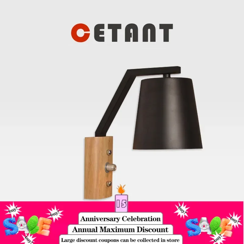 Applique murale LED en bois massif avec interrupteur, lampe de chevet simple, moderne, salon, couloir, salle d'étude, éclairage décoratif intérieur
