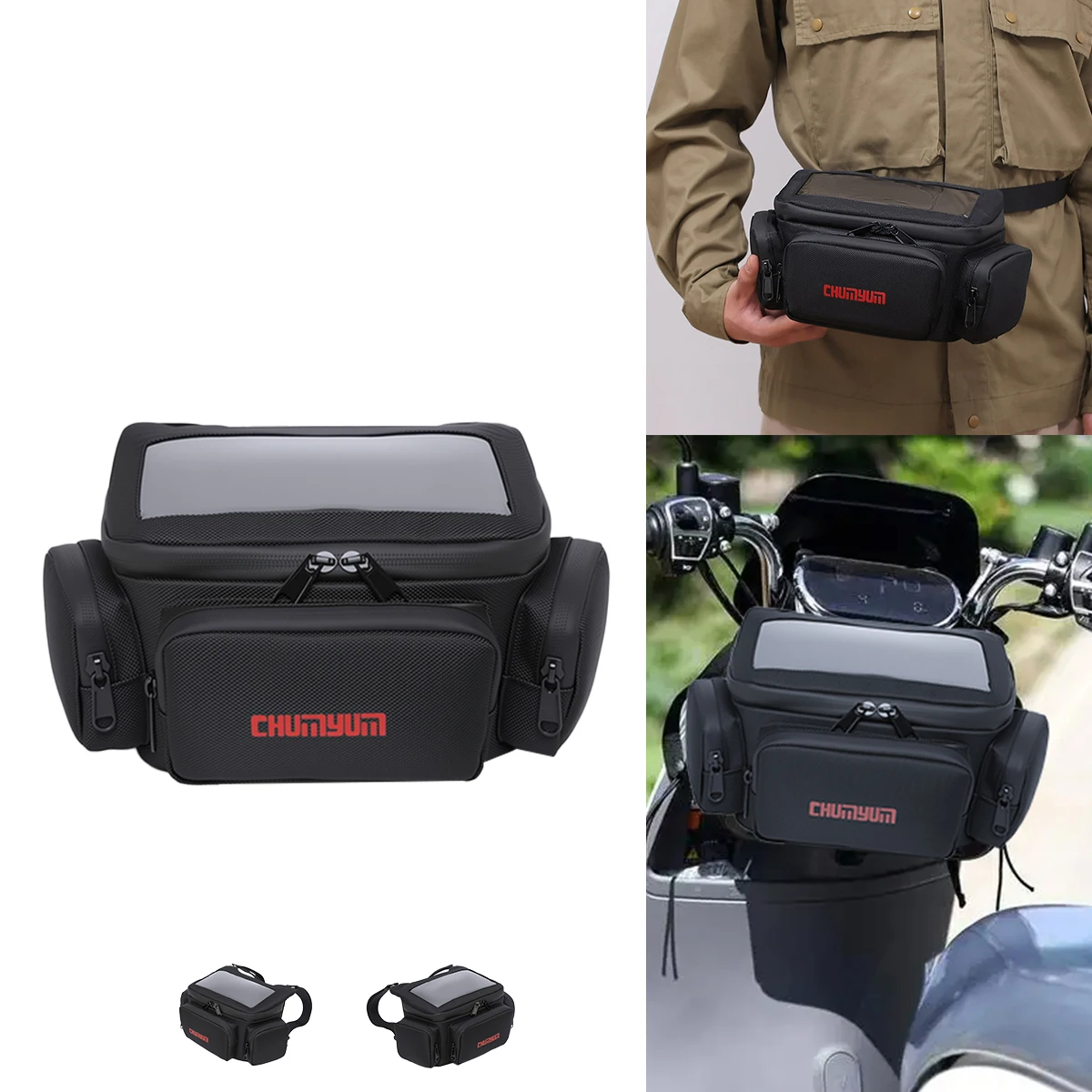 

Передняя мотоциклетная сумка с сенсорным экраном, водонепроницаемая поясная сумка для хранения велосипедной навигации на руле для Vespa 150 TMAX 530 560 GTS250