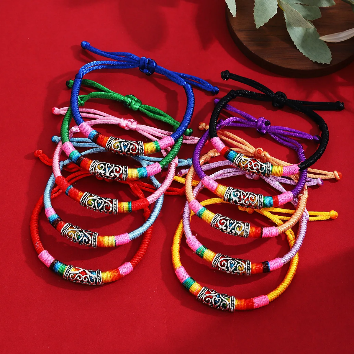 Lulutong Bracelet Vintage Handmade Ethnic Pattern Colorful Rope Weaving Bohemian Friendship Bracelet For Men And Women