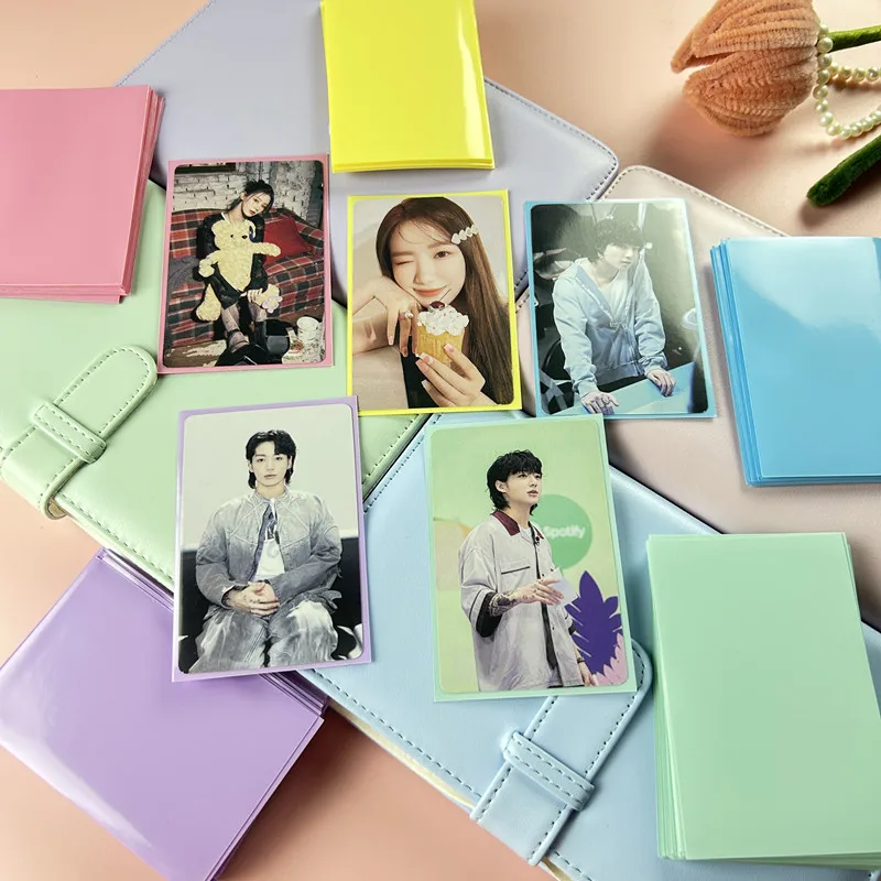 50pcs Holo Card Sleeves 61x91mm Macaron Color Kpop Holder For Postcards Films Game Cards Photocard Protector Film Album Binder view 4