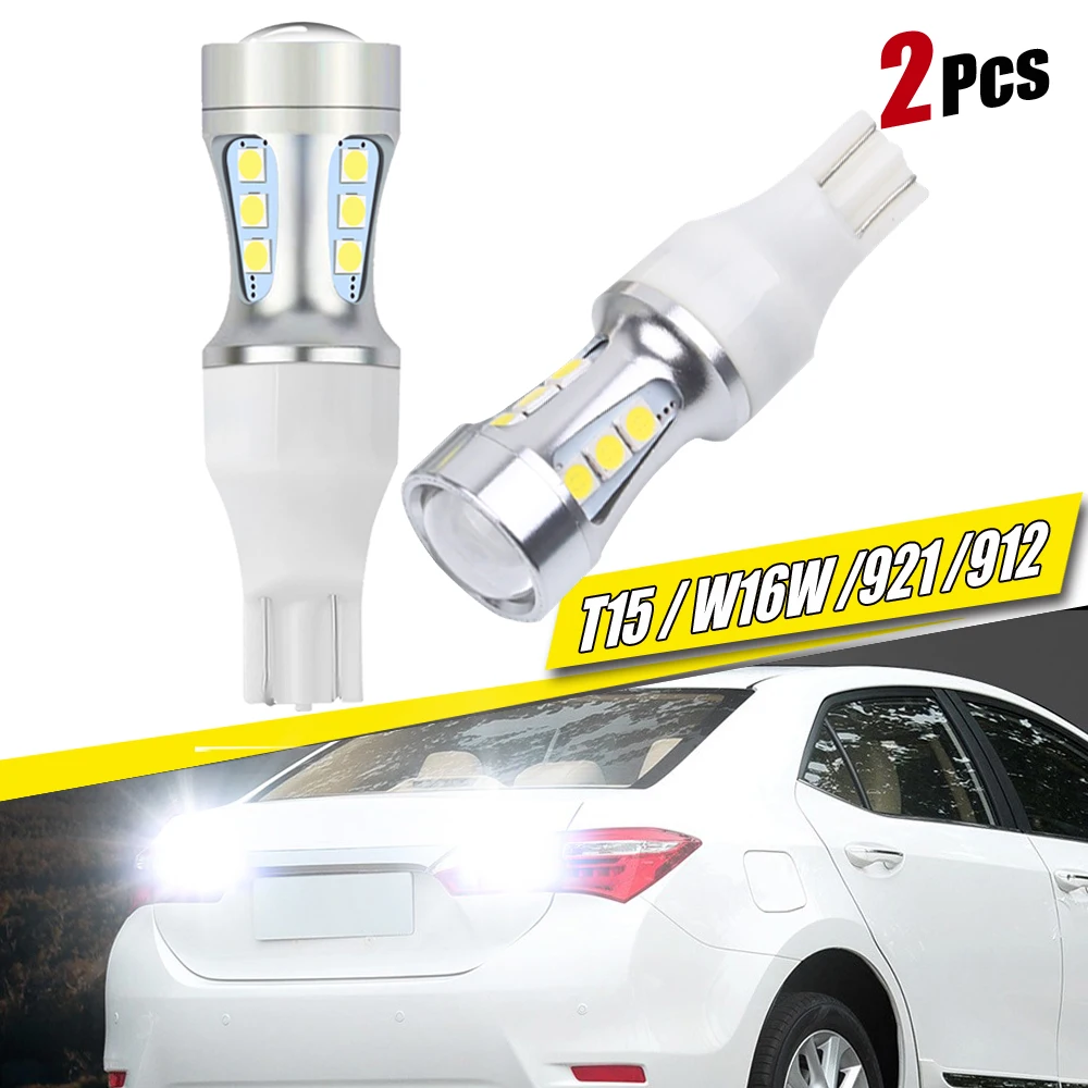 

2 шт. 921 912 W16W T15 Canbus LED лампы без ошибок, 6500K белый свет, для автомобильных фонарей заднего хода, 3030SMD 12V, лампа заднего хода