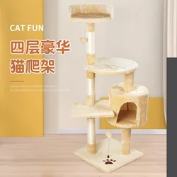 Integrated Climbing Frame for Cat, Tree Nest Shelf, Sisal Jumping Platform, Toy