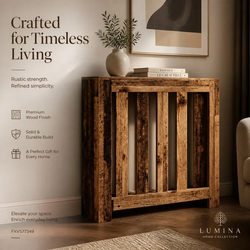 Cache-radiateur en bois ancien 78x20x82 cm, bois d'ingénierie, Cache-radiateur mural, Meuble en bois d'ingénierie style vintage avec panneau supérieur, Cache ventilé pour unité de chauffage domestique