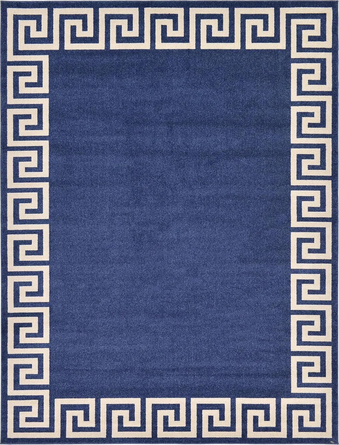 Athens Collection Classic Geometric Modern Border Design Area Rug, 9 Ft X 12 Ft, Navy Blue/Beige