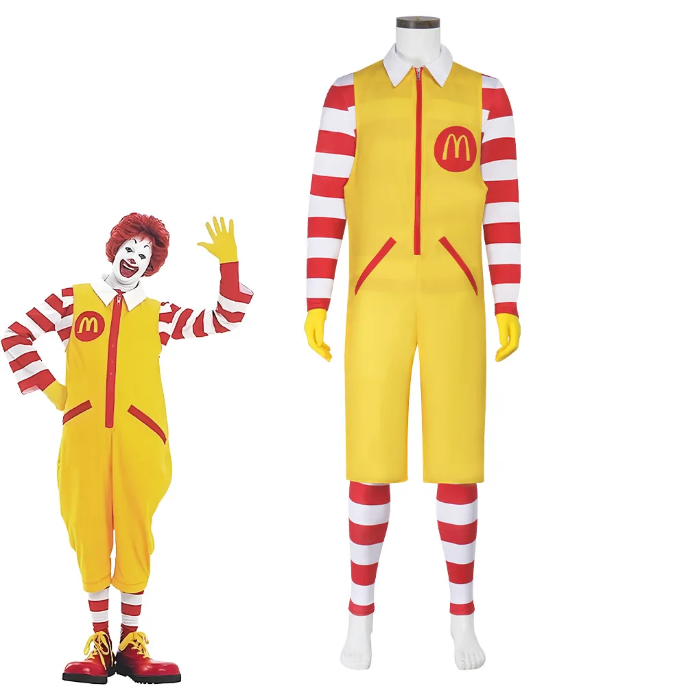 Disfraz de McDonald para adulto, monos + calcetines, traje para fiesta de Ronald, personaje de payaso Sutra, conjunto de ropa divertida masculina