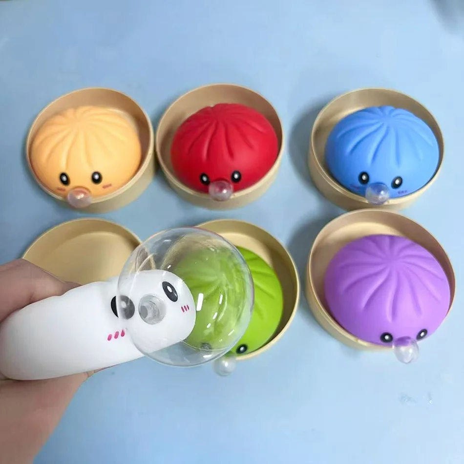 New Bubble Spitting Dumpling Glitter Dumpling Squishy with Box Dumplings Sensory Squeeze Toy for Stress Relief