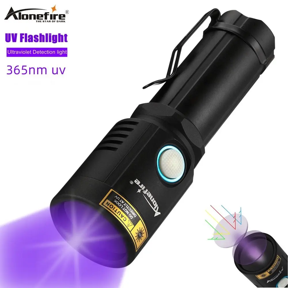 

Alonefire X901UV 365nm UV Flashlight Ultraviolet USB Rechargeable Ultra Violet Torch for Urine Detector Cats Pet Stains Scorpion