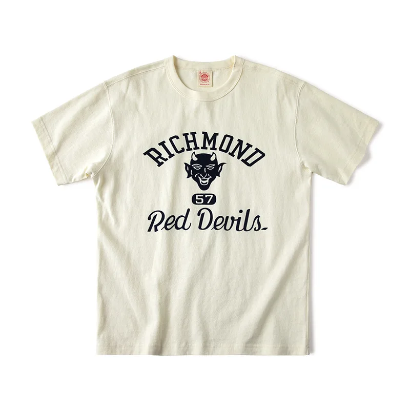 NON STOCK Red Devil Infantry Division flocking print short-sleeved T-shirt American retro soft cotton round neck TEE