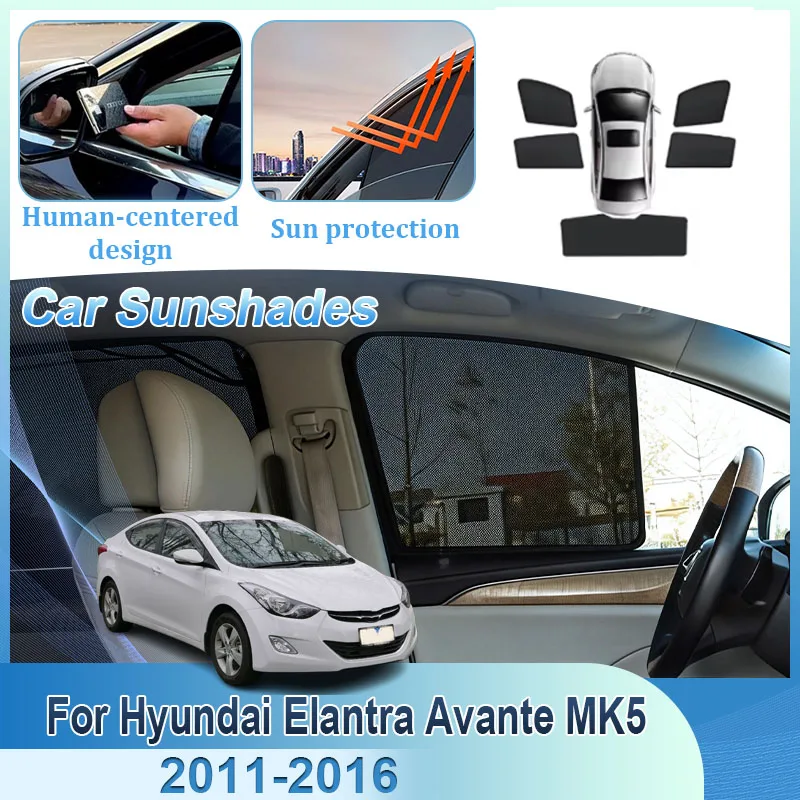

Магнитная солнцезащитная шторка для автомобиля Hyundai Elantra Avante MK5 I35 2011-2016, аксессуары для переднего и боковых стекол