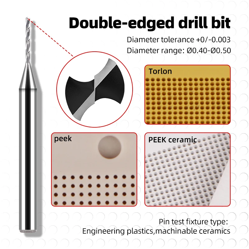 Support Customized Mini Drill Bits Diameter 0.4mm 0.42mm 0.44mm 0.46mm  0.48mm 0.5mm CNC Hard Drill Bit Precision Type ﻿