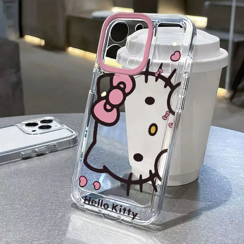 Kawaii süße Cartoon Hello Kitty iPhone Hülle für iPhone 16 15 14 13 12 11 Pro Max XR XS MAX 7 8 PLUS MINI INS transparente Abdeckung
