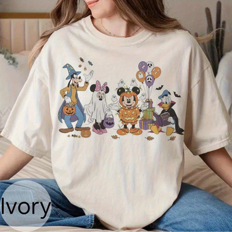 

Comfortable color Disney short-sleeved Mickey Muppet 2025 new couple short-sleeved unisex fabric comfortable.