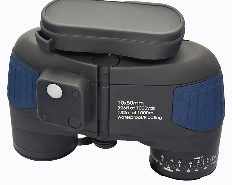 10X50 Blue Marine Binocular Marine Waterproof Floating Telescope with 50mm Objective Diameter Bak4 Digital Directional Compass