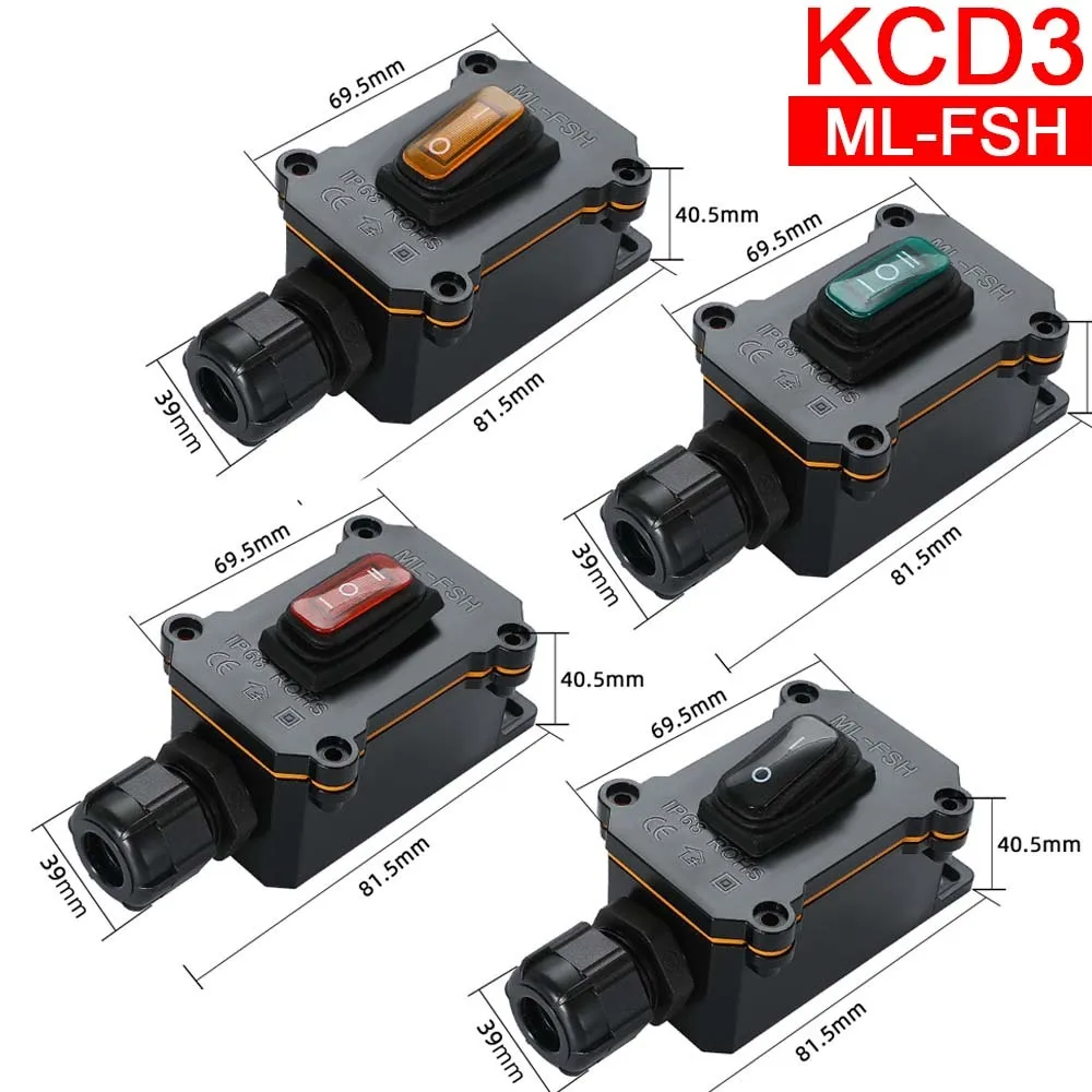 

Встроенный шнур питания 12 В 24 В 36 В 220 В Морской кулисный переключатель Вкл. Выкл. Водонепроницаемая распределительная коробка IP68 Высокоточный разъем для улицы KCD3