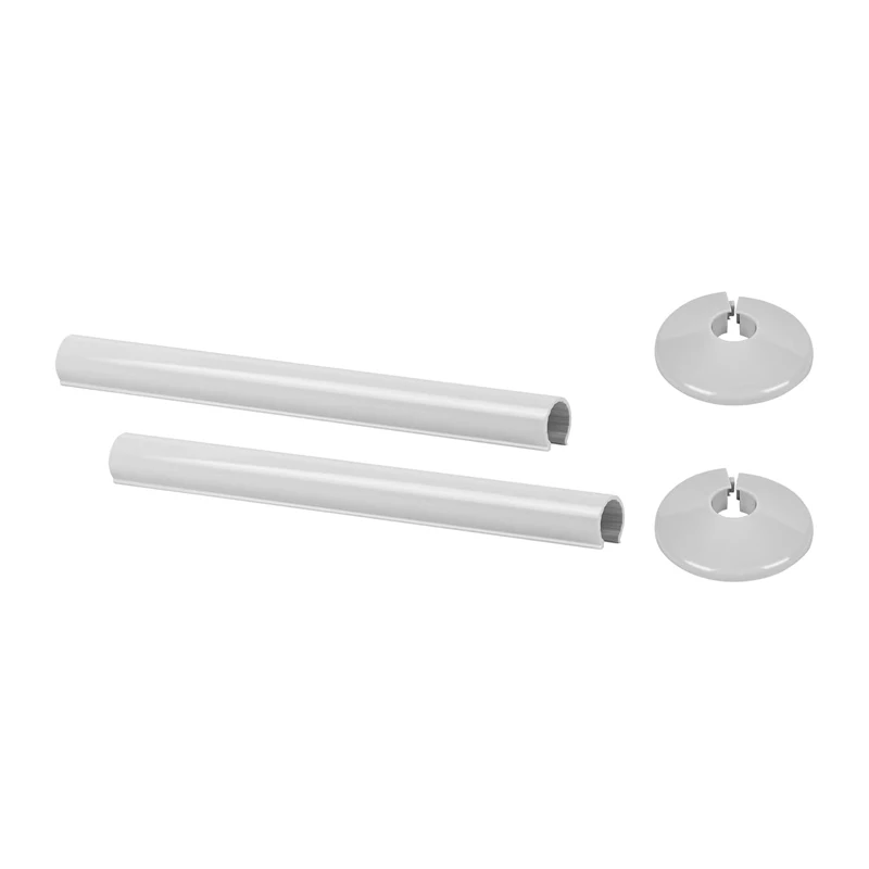 2Pcs Radiator Pipe Covers with 2Pcs Collars 15 x 200 mm Snap-On Pipe Sleeves and Radiator Pipe Collars Pipe Decorative Cover Kit