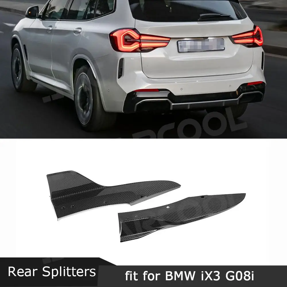 

For BMW iX3 G08i 2022 2PCS Dry Carbon Fiber Rear Bumper Lip Canards Splitter Fender Flare Extension Scratch Protector Car Parts