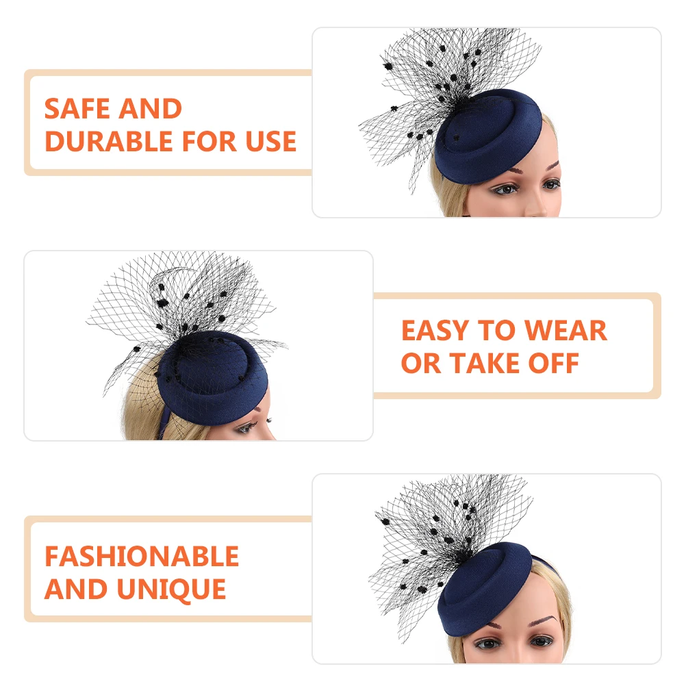 

Camouflage Hat Mesh Hair Accessories Bands Hats for Women Wool Tea Party