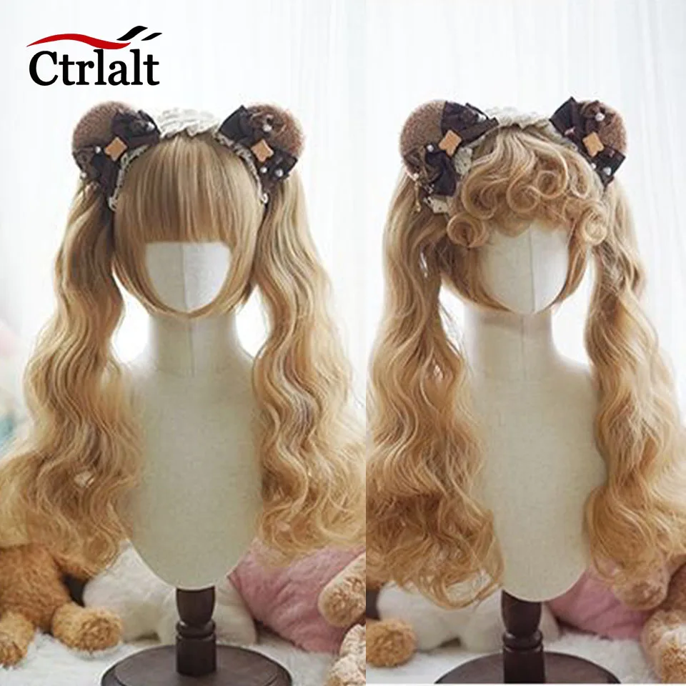 

Светлый парик, женский костюм на Хэллоуин, косплей, парик Лолиты, синтетический двойной хвост, короткие волосы с вьющимися когтями, хвостик