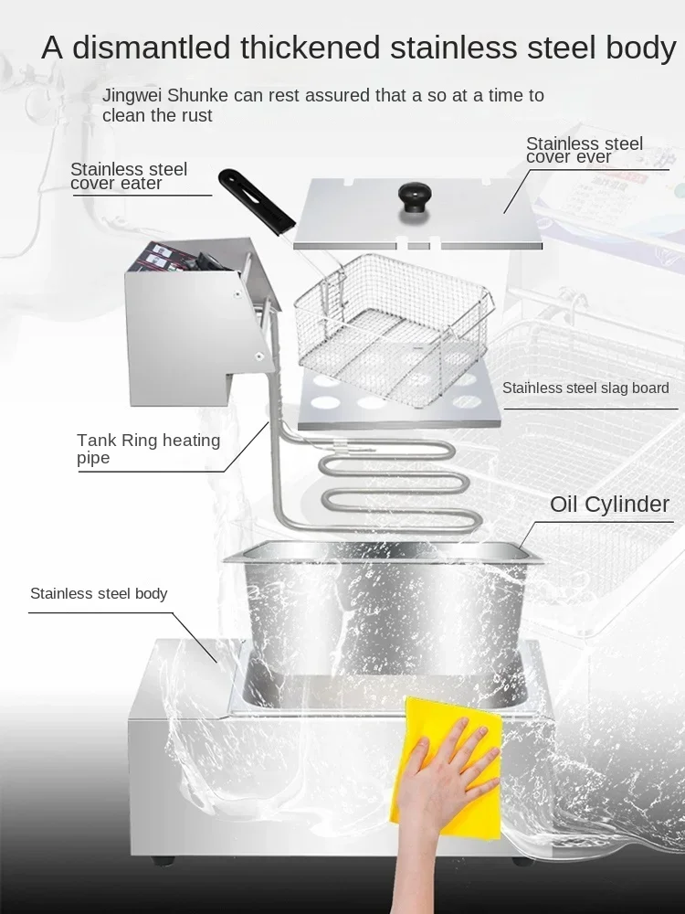 Friggitrice elettrica di grande capacità 220 V a temperatura costante - Perfetta per friggere spiedini, patatine fritte e snack A